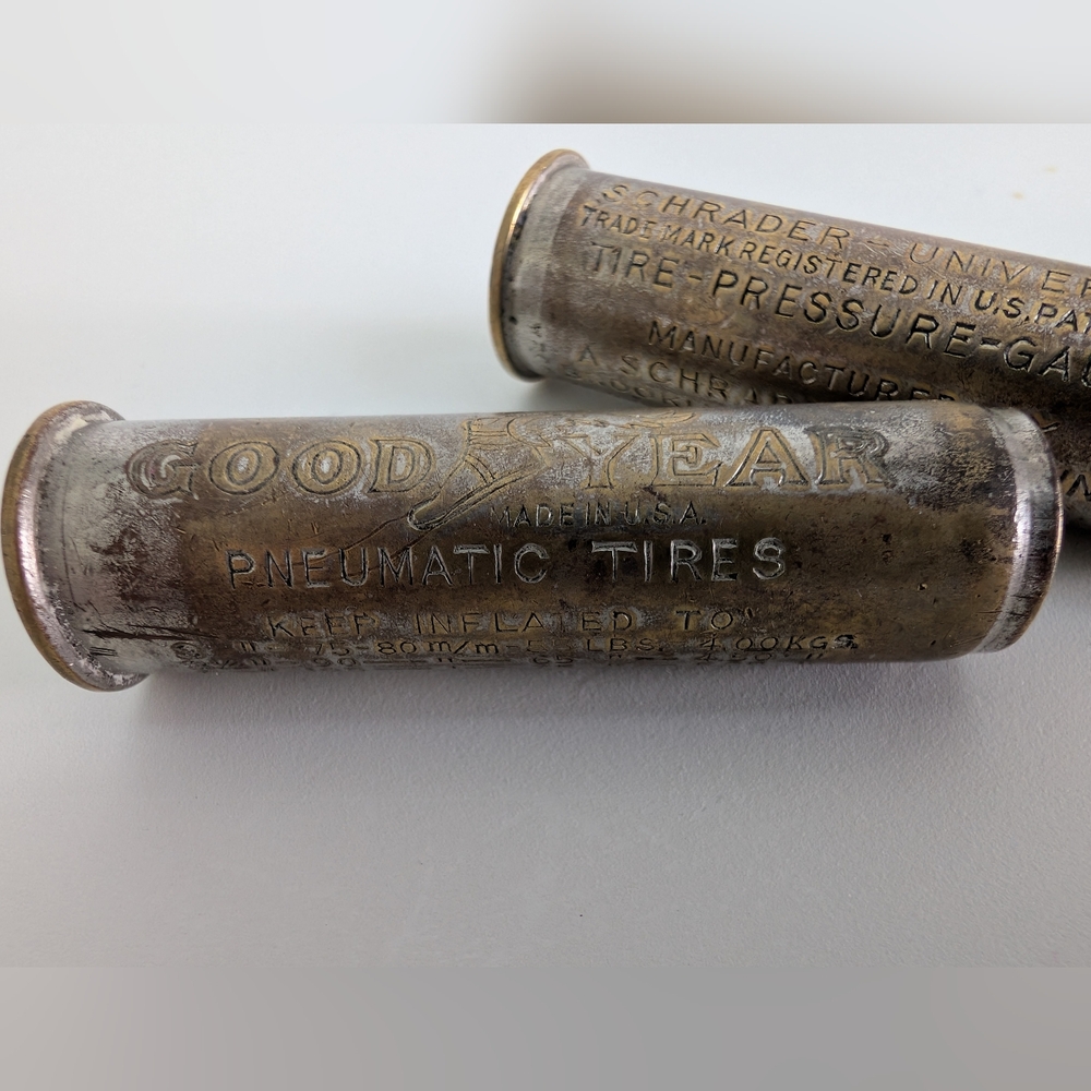 BUNDLE Antique Schrader Universal Tire Pressure Gauge GOOD YEAR Brooklyn NY 1909